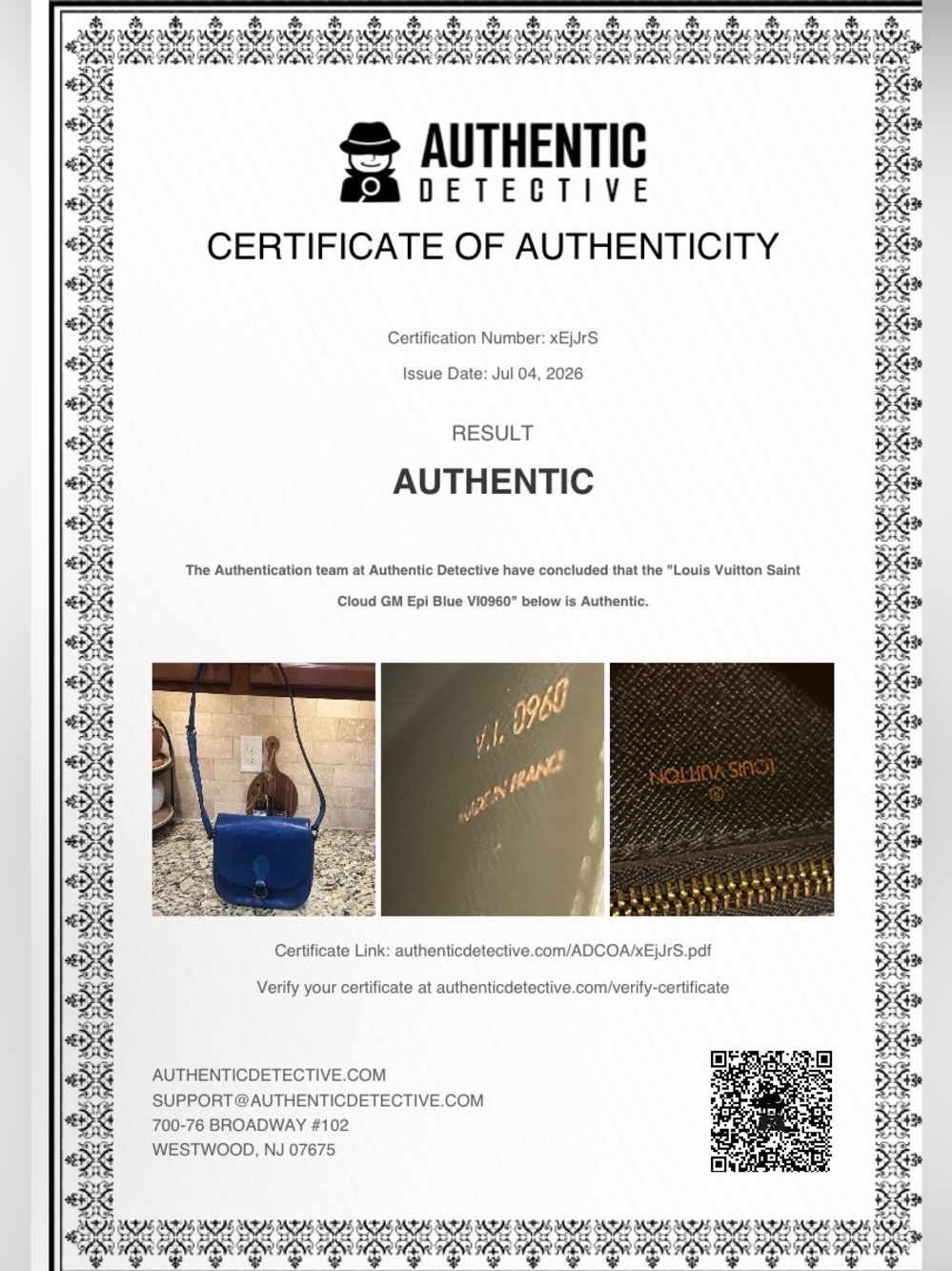 Louis Vuitton Saint Cloud gm Epi Blue Leather with coa - Picture 14 of 14